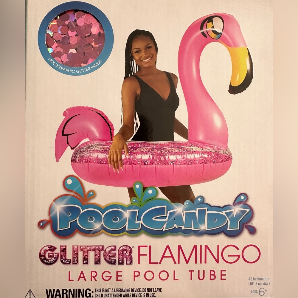Pool Candy Glitter Flamingo Large Pool Tube